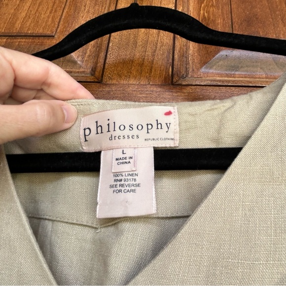 PHILOSOPHY Linen A Line Midi Dress Size L - Picture 4 of 5